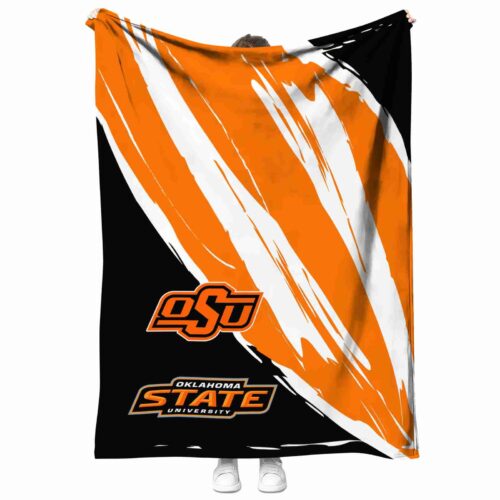 oklahoma state cowboys brushstrokes orange white blanket best selling