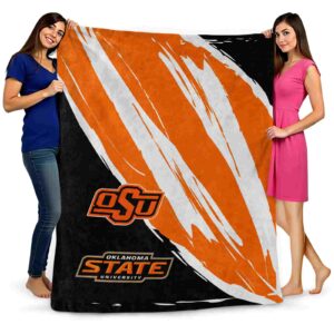 oklahoma state cowboys brushstrokes orange white blanket fashion forward