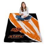 oklahoma state cowboys brushstrokes orange white blanket high quality