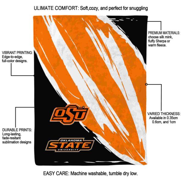 oklahoma state cowboys brushstrokes orange white blanket new arrival