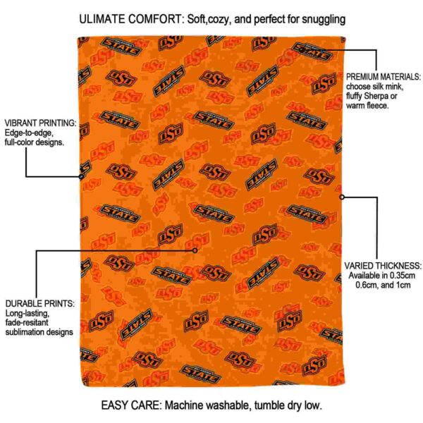 oklahoma state cowboys diehard fans orange blanket new arrival