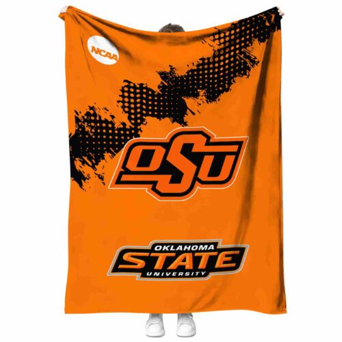 oklahoma state cowboys grunge texture orange blanket best selling