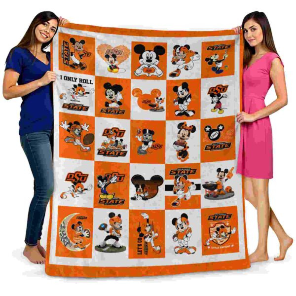 oklahoma state cowboys mickey minnie orange white blanket fashion forward