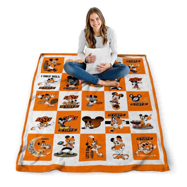 oklahoma state cowboys mickey minnie orange white blanket high quality
