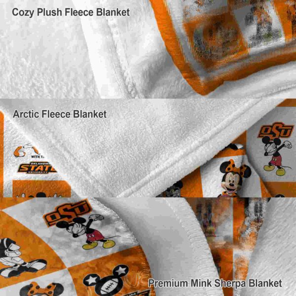 oklahoma state cowboys mickey minnie orange white blanket premium grade