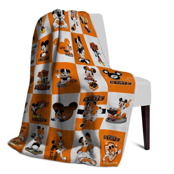 oklahoma state cowboys mickey minnie orange white blanket top rated