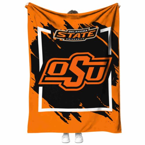 oklahoma state cowboys splatter effect orange blanket best selling