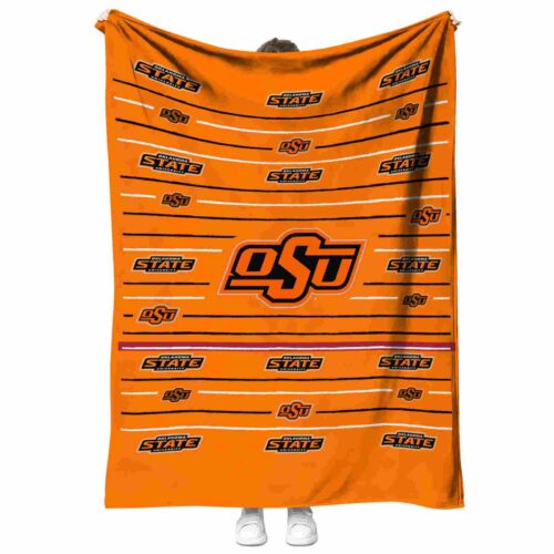oklahoma state cowboys striped pattern orange blanket best selling