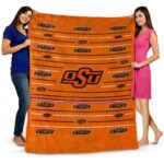 oklahoma state cowboys striped pattern orange blanket best selling