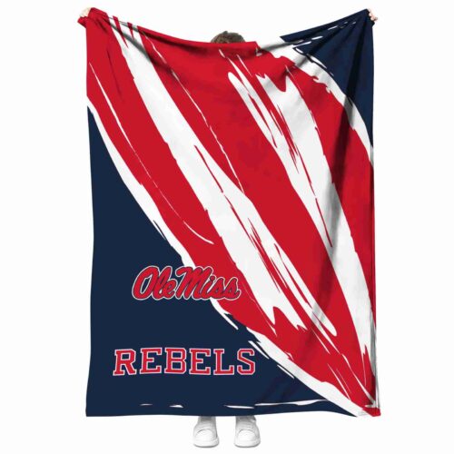ole miss rebels brushstrokes red white blanket best selling
