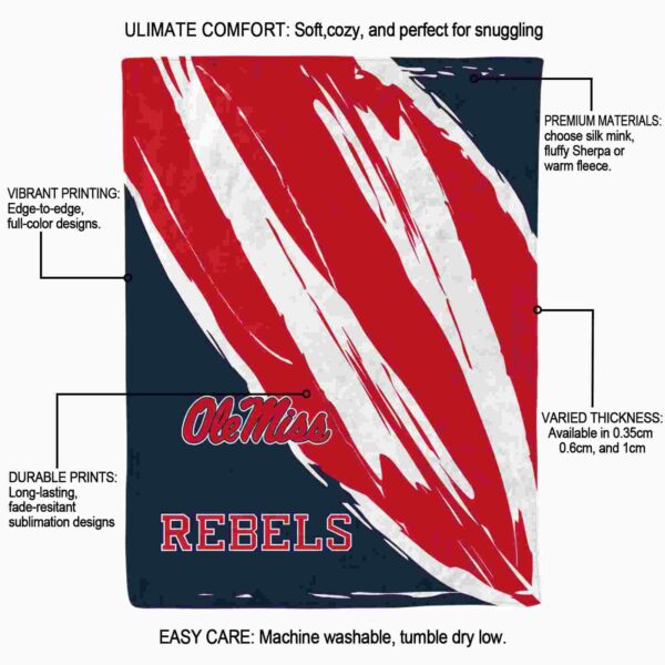 ole miss rebels brushstrokes red white blanket new arrival
