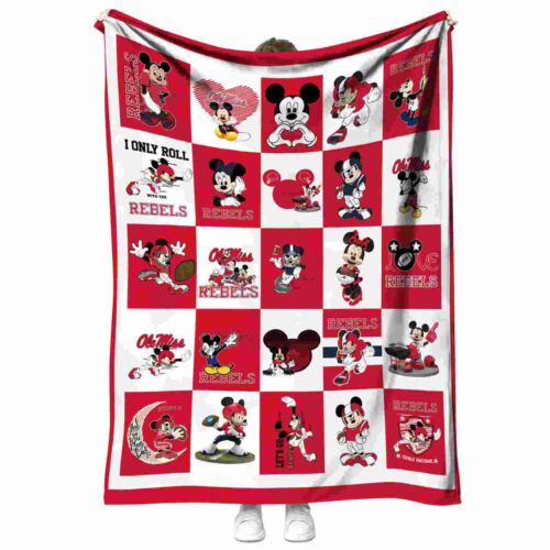 ole miss rebels mickey minnie red white blanket best selling