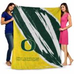 oregon ducks brushstrokes green white blanket best selling