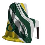 oregon ducks brushstrokes green white blanket best selling