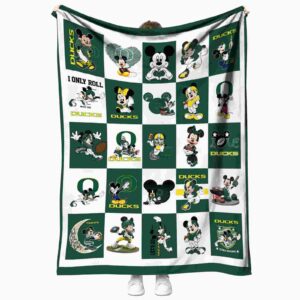 oregon ducks mickey minnie green white blanket best selling