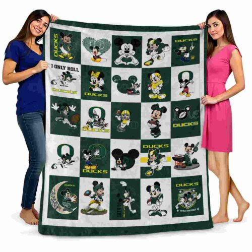 oregon ducks mickey minnie green white blanket fashion forward