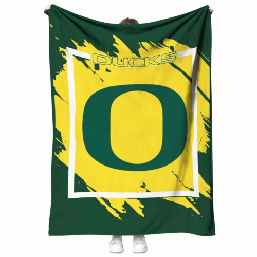 oregon ducks splatter effect green blanket best selling