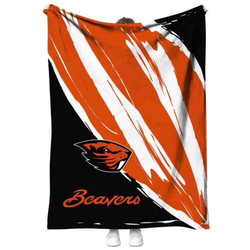 oregon state beavers brushstrokes orange white blanket best selling