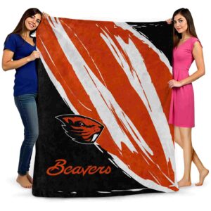 oregon state beavers brushstrokes orange white blanket fashion forward