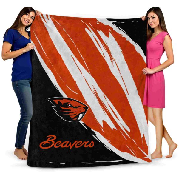 oregon state beavers brushstrokes orange white blanket fashion forward