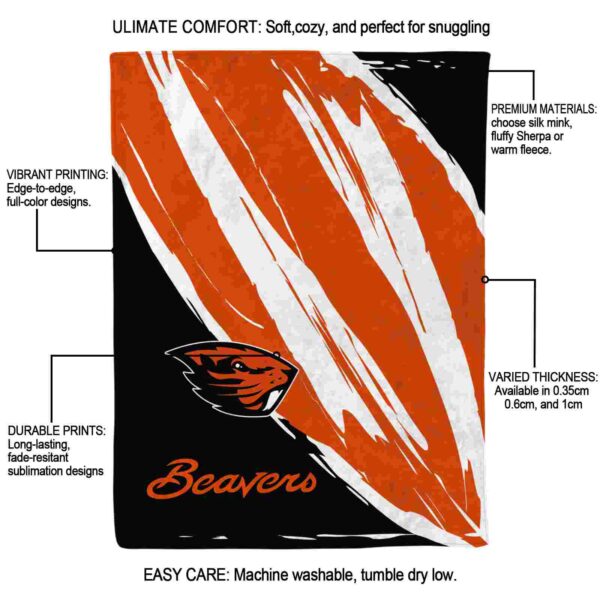 oregon state beavers brushstrokes orange white blanket new arrival