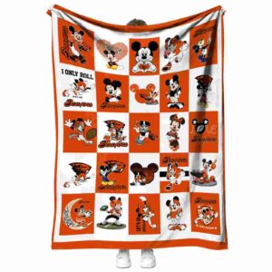 oregon state beavers mickey minnie orange white blanket best selling