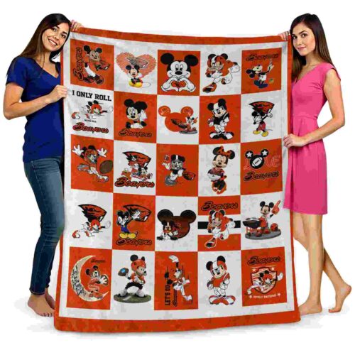 oregon state beavers mickey minnie orange white blanket fashion forward
