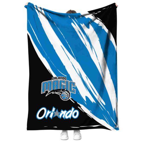 orlando magic brushstrokes blue white blanket best selling