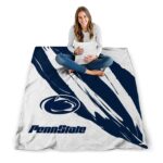 penn state nittany lions brushstrokes blue white blanket high quality