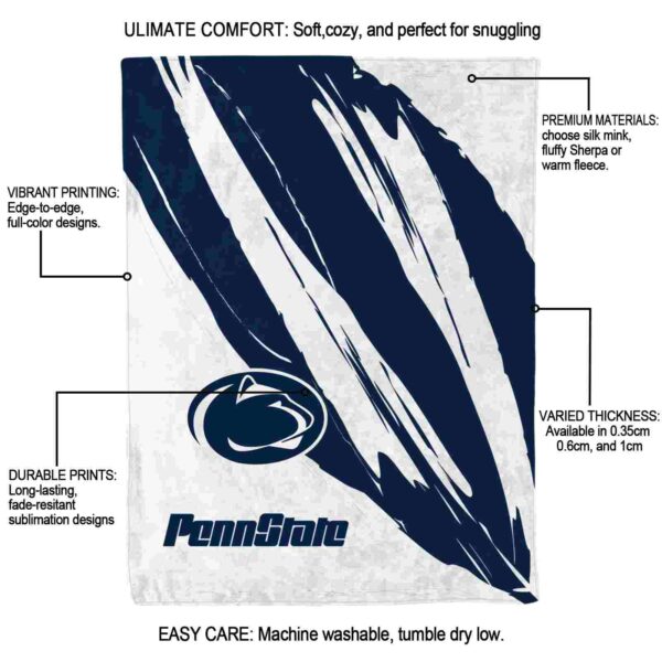 penn state nittany lions brushstrokes blue white blanket new arrival