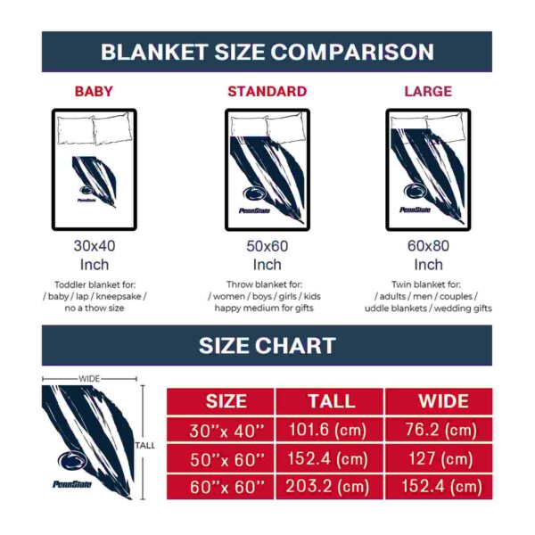 penn state nittany lions brushstrokes blue white blanket trendy