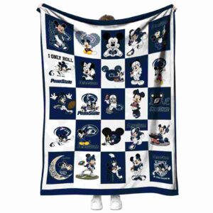 penn state nittany lions mickey minnie blue white blanket best selling