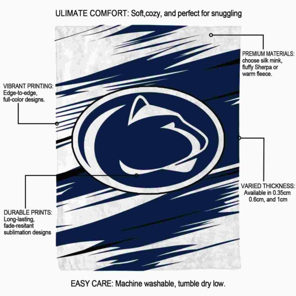 penn state nittany lions paint streaks blue white blanket new arrival