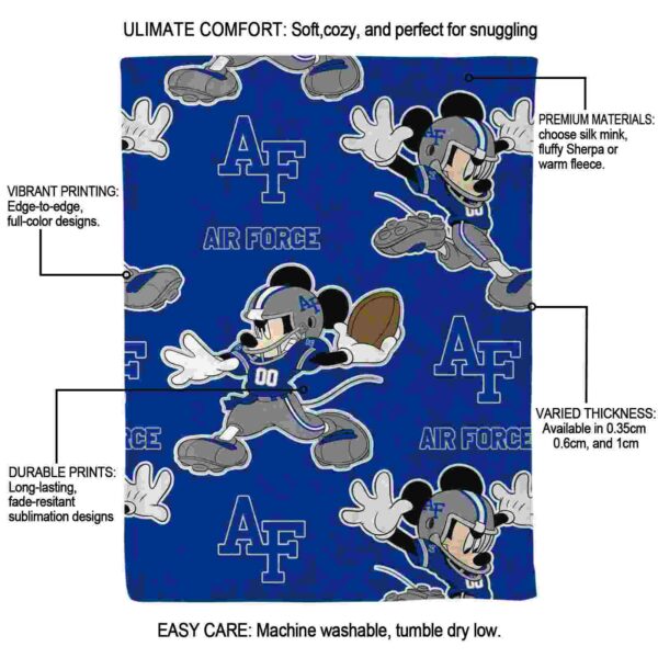 personalized air force falcons mickey blue blanket new arrival