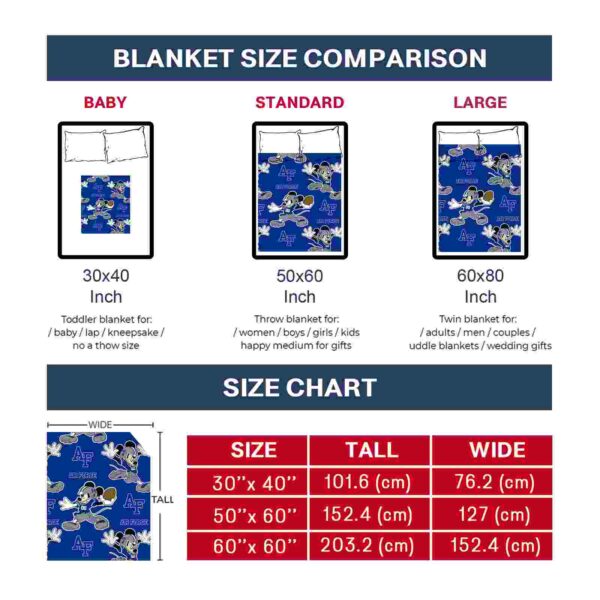 personalized air force falcons mickey blue blanket trendy
