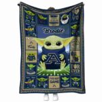personalized akron zips baby yoda blue blanket best selling