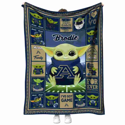 personalized akron zips baby yoda blue blanket best selling