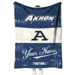 personalized akron zips grunge texture blue white blanket best selling