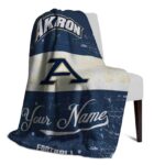 personalized akron zips grunge texture blue white blanket best selling