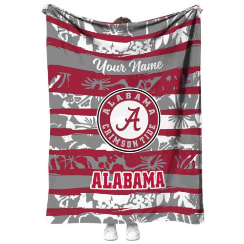 personalized alabama crimson tide floral stripes crimson white blanket best selling