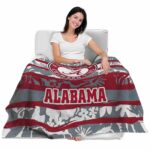 personalized alabama crimson tide floral stripes crimson white blanket best selling