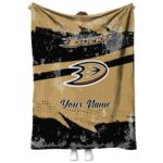 personalized anaheim ducks grunge streaks gold blanket best selling