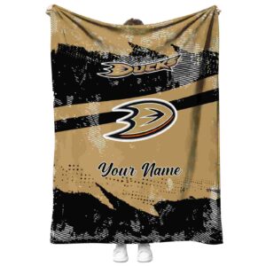 personalized anaheim ducks grunge streaks gold blanket best selling