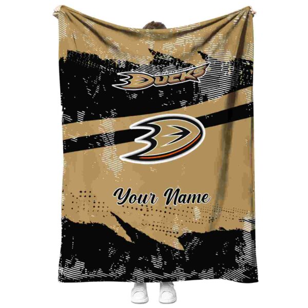 personalized anaheim ducks grunge streaks gold blanket best selling