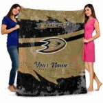 personalized anaheim ducks grunge streaks gold blanket fashion forward