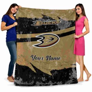 personalized anaheim ducks grunge streaks gold blanket fashion forward