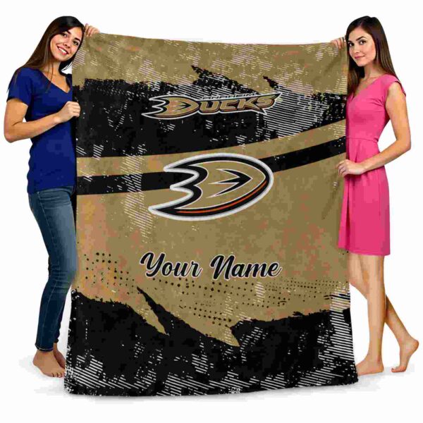 personalized anaheim ducks grunge streaks gold blanket fashion forward