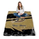 personalized anaheim ducks grunge streaks gold blanket high quality