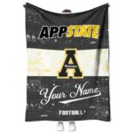 personalized appalachian state mountaineers grunge texture black white blanket best selling