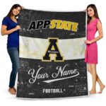 personalized appalachian state mountaineers grunge texture black white blanket best selling